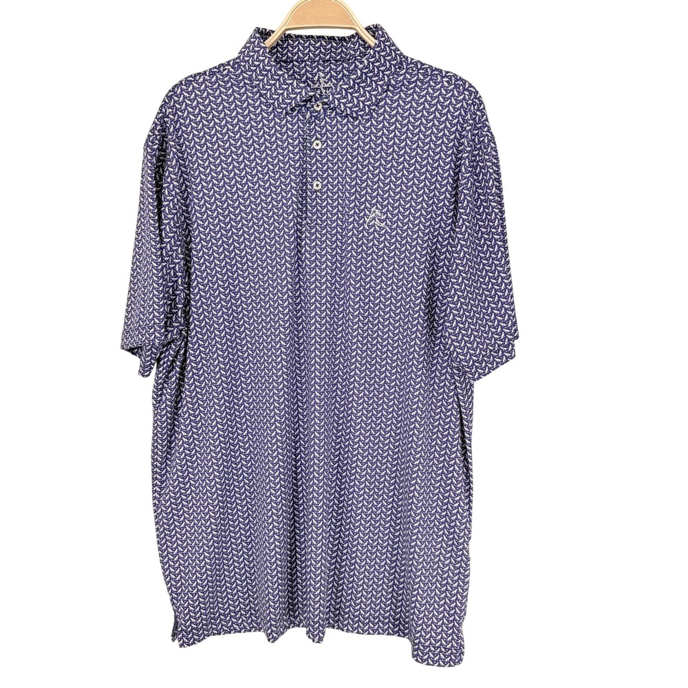 Rhoback Performance Polo Mens XXL Purple Dog Tennis Ball Print Excellent Stretch
